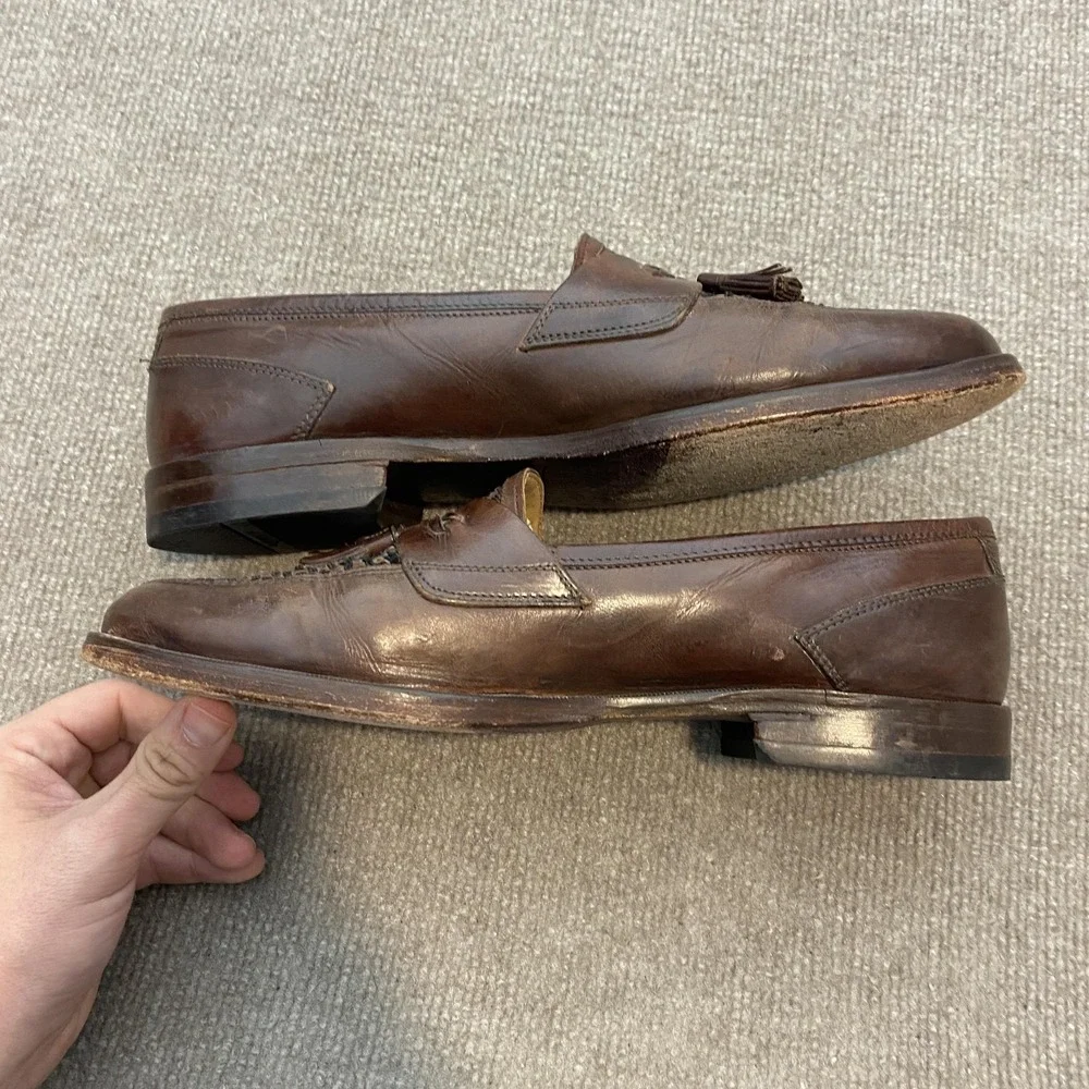 Johnston & Murphy Shoes Mens Size 10.5 M Brown Leather Dress Tassel Loafers 3758